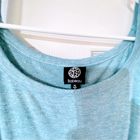Bobeau Open Cold Shoulder Knit Top Short Sleeve Shirt Light blue top Sz. L .NWOT - Picture 5 of 8